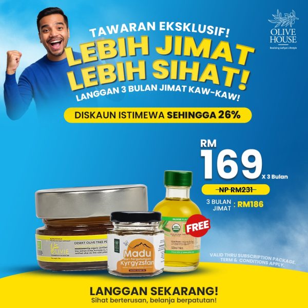SUBSCRIPTION PLAN – 1x Olivie Power Up (100g) + 1x Olivie Plus 30X (50ml) + 1x Madu Kyrgyzstan (50g)